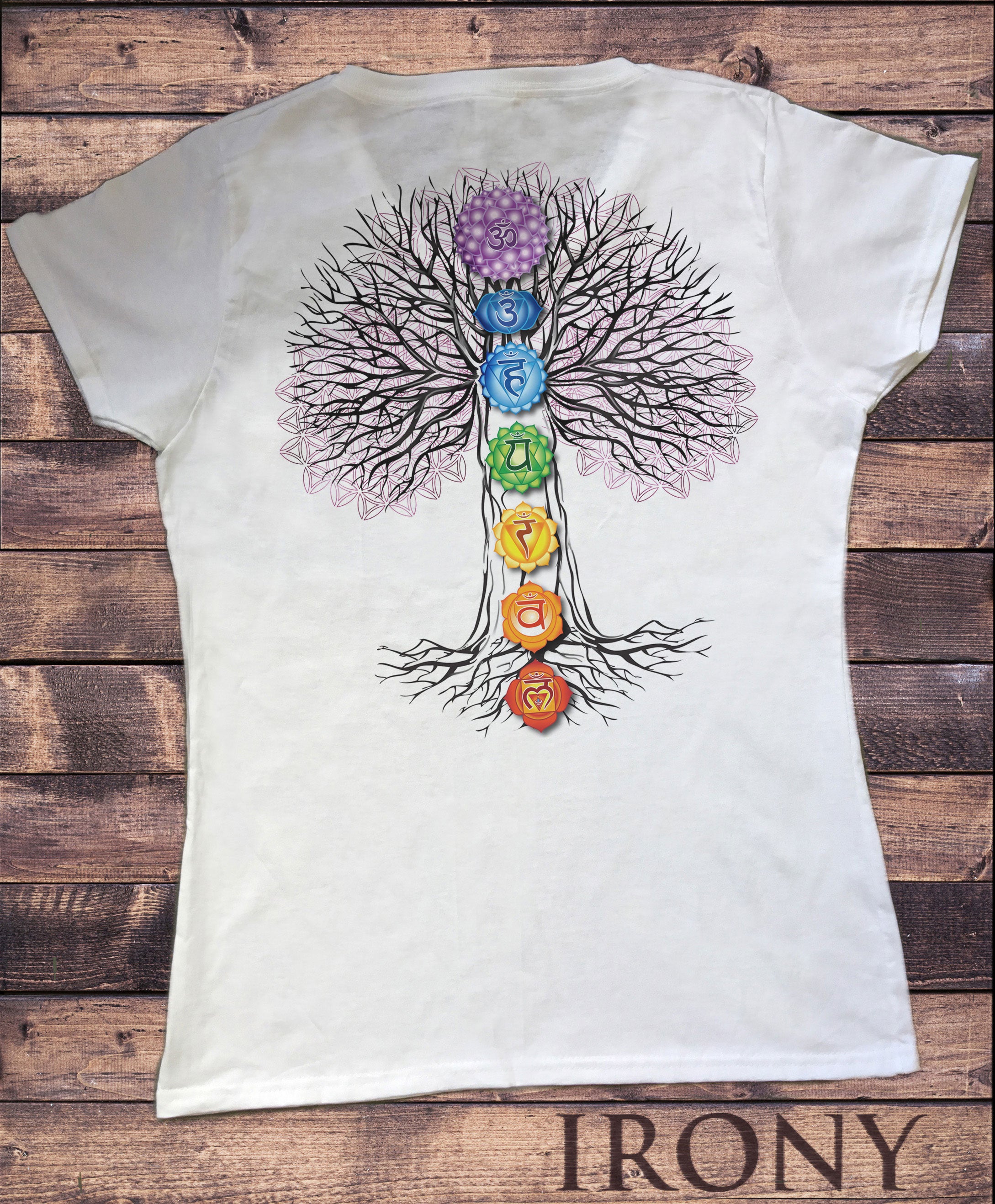 Women's T-Shirt Colourful Meditation Yoga Pose Grow Within Tree Print TS1808
