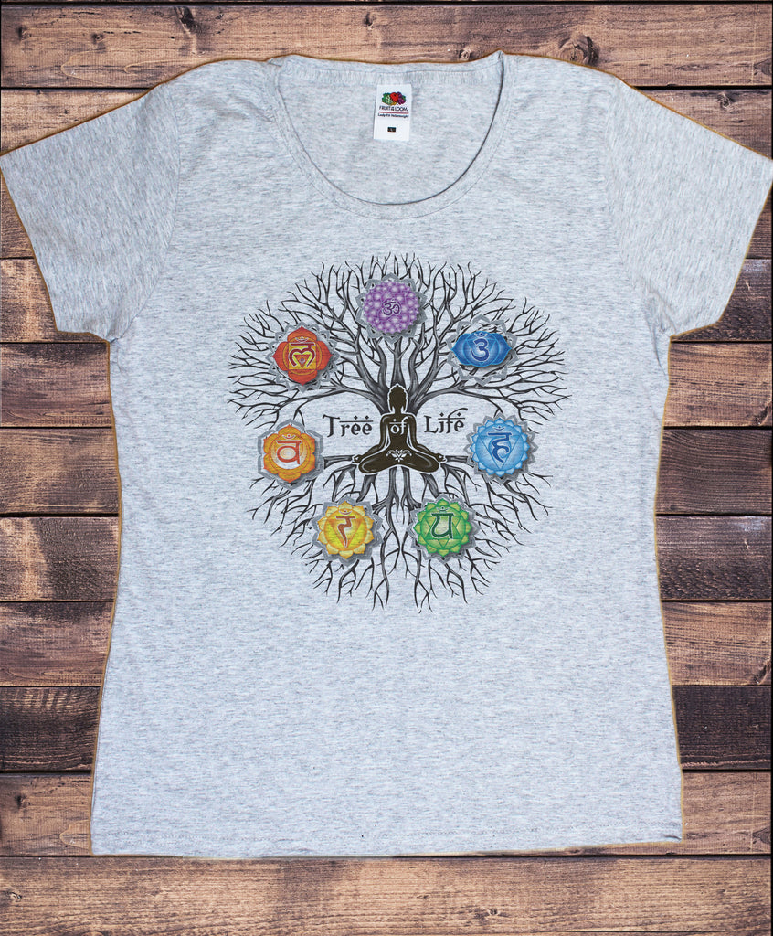 Womens T-Shirt 'Tree Of Life' Buddha Yoga Meditation Chakra Symbols zen Tree  TS1736