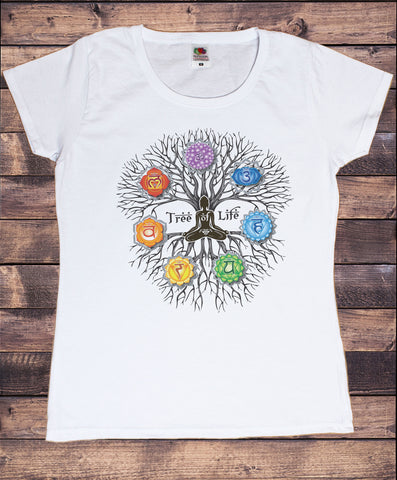 Womens T-Shirt 'Tree Of Life' Buddha Yoga Meditation Chakra Symbols zen Tree TS1736