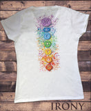 Womens T-Shirt Breathe Om Yoga Meditation Chakra Symbols F/B Print TS1737