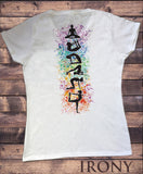 Womens T-Shirt Yoga Meditation Om Colourful Splatter F/B TS1740