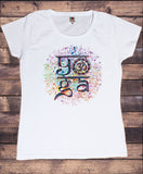 Womens T-Shirt Yoga Meditation Om Colourful Splatter zen Peace TS1740