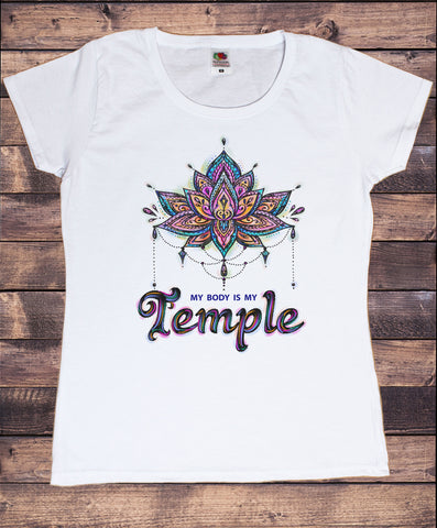 Women's T-Shirt Lotus Flower Temple Spiritual Meditation Yoga TS1742