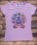 Womens T-Shirt Flower Yoga Buddha Chakra Meditation IChakra Print TS1743 F/B