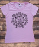Womens T-Shirt Yoga Meditation Chakra Symbols Inhale Exhale Buddha zen TS1744
