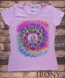 Womens T-Shirt Buddha Chakra Symbols Colourful Design TS1754