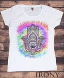 Women’s Top Chakra Meditation Peace Hamsa Hand Of Fatima Eye Palm Tie Dye Print TS1755