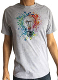 Men’s T-Shirt Light Bulb Idea - Genius Intelligent Brain Paint Splash Print TS1758