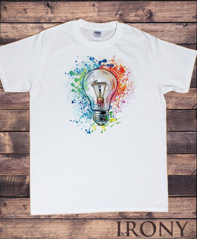 Men’s T-Shirt Light Bulb Idea - Genius Intelligent Brain Paint Splash Print TS1758