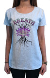 Womens T-Shirt Breath Lotus Tree roots Yoga Mediation Print TS1763
