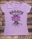Womens T-Shirt Breath Lotus Tree roots Yoga Mediation Print TS1763