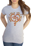 Womens T-Shirt Breathe it all in, love it all out Flowery OM Heart Print TS1764