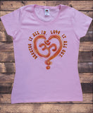 Womens T-Shirt Breathe it all in, love it all out Flowery OM Heart Print TS1764