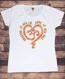 Womens T-Shirt Breathe it all in, love it all out Flowery OM Heart Print TS1764