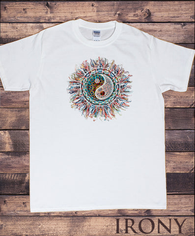 Mens T-shirt Om Ying Yang Art Tapestry Ethnic Zen India TS1777