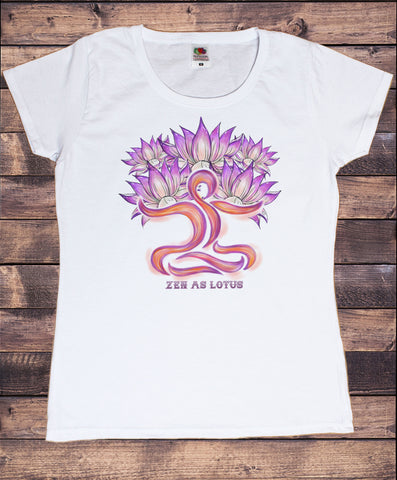 Women's T-Shirt Zen as Lotus Om Yoga Meditation Pose India Zen Graphical Print TS1798