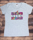 Women’s T-Shirt Floral Style Viva L'amore Beautiful Flowery Parrot Print TS1801