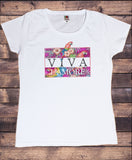 Women’s T-Shirt Floral Style Viva L'amore Beautiful Flowery Parrot Print TS1801