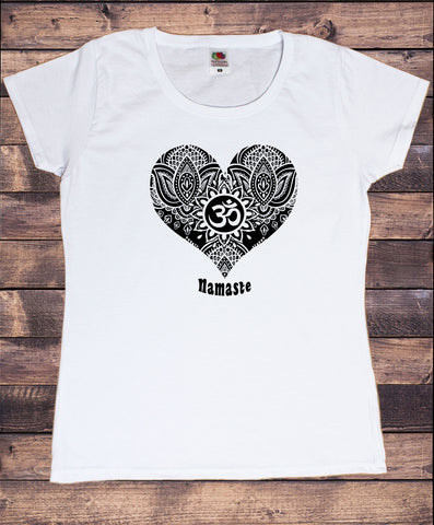 Women's T-Shirt Namaste Om Mediation Love Heart Ethnic Pattern Print TS1806