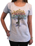 Women's T-Shirt Colourful Meditation Yoga Pose Grow Within Tree Print TS1808