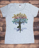 Women's T-Shirt Colourful Meditation Yoga Pose Grow Within Tree Print TS1808