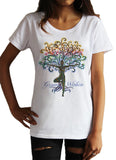 Women's T-Shirt Colourful Meditation Yoga Pose Grow Within Tree Print TS1808