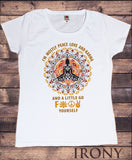 Womens T-Shirt Yoga Mediation Ethnic Mostly Peace, Love Karma Funny Attitude Print TS1813