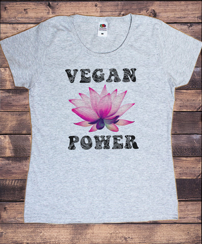 Women's T-Shirt Vegan Power Flowery Lotus Veganism Print TS1837