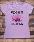 Women's T-Shirt Vegan Power Flowery Lotus Veganism Print TS1837