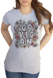 Women's T-Shirt Go Vegan Flowery Floral Veganism Print TS1840