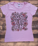 Women's T-Shirt Go Vegan Flowery Floral Veganism Print TS1840