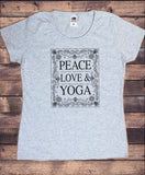 Women’s T-Shirt Peace Love & Yoga Ethnic Pattern Print TS1859