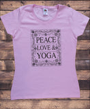 Women’s T-Shirt Peace Love & Yoga Ethnic Pattern Print TS1859