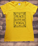 Women’s T-Shirt Peace Love & Yoga Ethnic Pattern Print TS1859