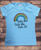 Women’s Top Positive Mind, Vibes, Life Rainbow Good Vibes Slogan Print TS1882