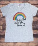 Women’s Top Positive Mind, Vibes, Life Rainbow Good Vibes Slogan Print TS1882