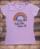 Women’s Top Positive Mind, Vibes, Life Rainbow Good Vibes Slogan Print TS1882