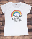 Women’s Top Positive Mind, Vibes, Life Rainbow Good Vibes Slogan Print TS1882