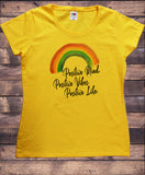 Women’s Top Positive Mind, Vibes, Life Rainbow Good Vibes Slogan Print TS1882