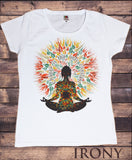 Women's White T-Shirt Yoga Chakra Meditation Peace Spirit India Om Print TS569