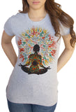 Women's White T-Shirt Yoga Chakra Meditation Peace Spirit India Om Print TS569