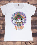 Women’s White T-Shirt Ganesh Elephant God Line Art Namaste Zen India Print TS802
