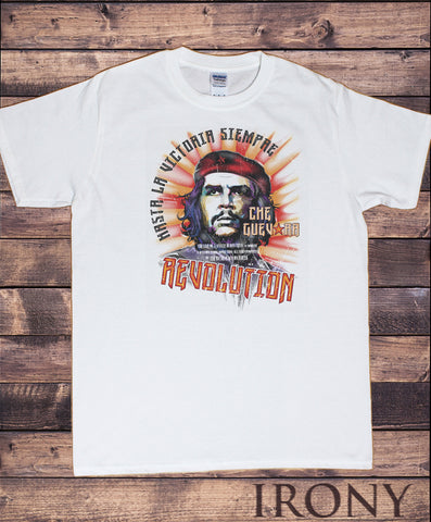 Mens White T-Shirt Che Guevara Face Image Comrad -Viva La Revolution Retro Political TS895