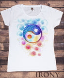 Women Ying Yang T-shirt Chinese Symbol Graphic Colourful Splatter Print TS901