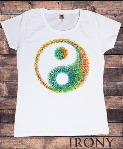 Women Ying Yang T-shirt Chinese Symbol Graphic Colourful Splatter Print TS902