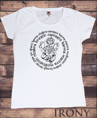 TS910 Women’s Top Ganesh Elephant God Art Meditation quotes chakra karma namaste