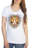 Women's White T-Shirt Buddha Om Asum Yoga Chakra Meditation India Zen-Flowers Heart TS911