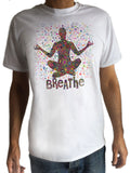 Men’s White T-Shirt 'Breathe' Buddha Chakra Meditation yoga Zen Print TS915
