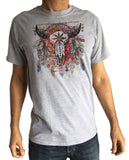 Men’s T-Shirt Tribal Red Indian Animal Skull Head Native American Feathers TS958