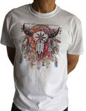 Men’s T-Shirt Tribal Red Indian Animal Skull Head Native American Feathers TS958